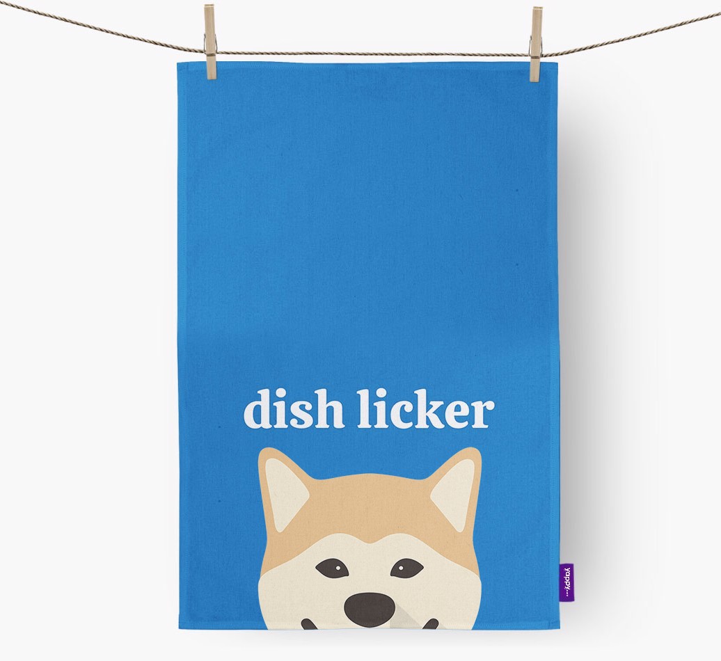 'Dish Licker' - Personalised {breedFullName} Tea Towel