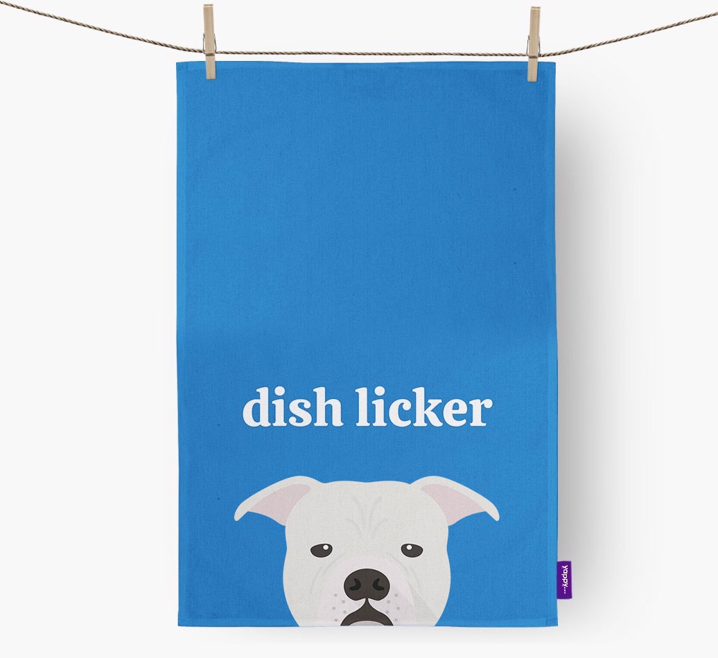 'Dish Licker' - Personalised {breedFullName} Tea Towel
