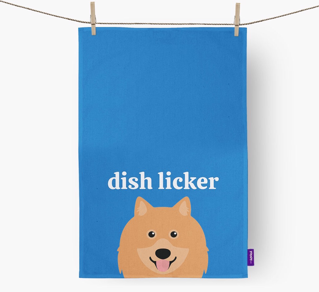 'Dish Licker' - Personalised {breedFullName} Tea Towel