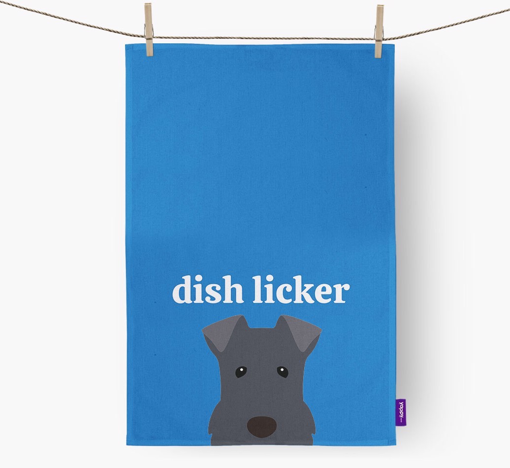 'Dish Licker' - Personalised {breedFullName} Tea Towel