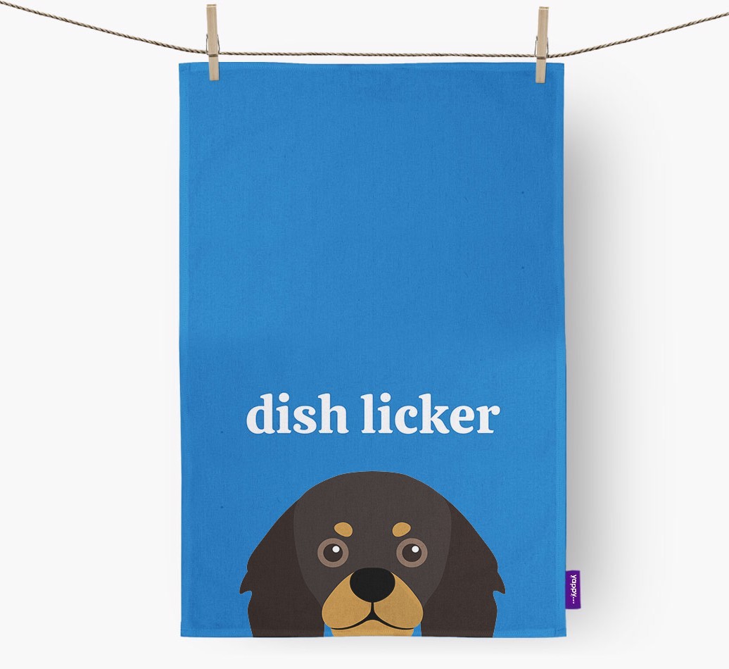 'Dish Licker' - Personalised {breedFullName} Tea Towel
