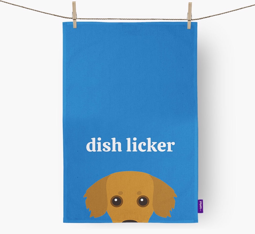 'Dish Licker' - Personalised {breedFullName} Tea Towel