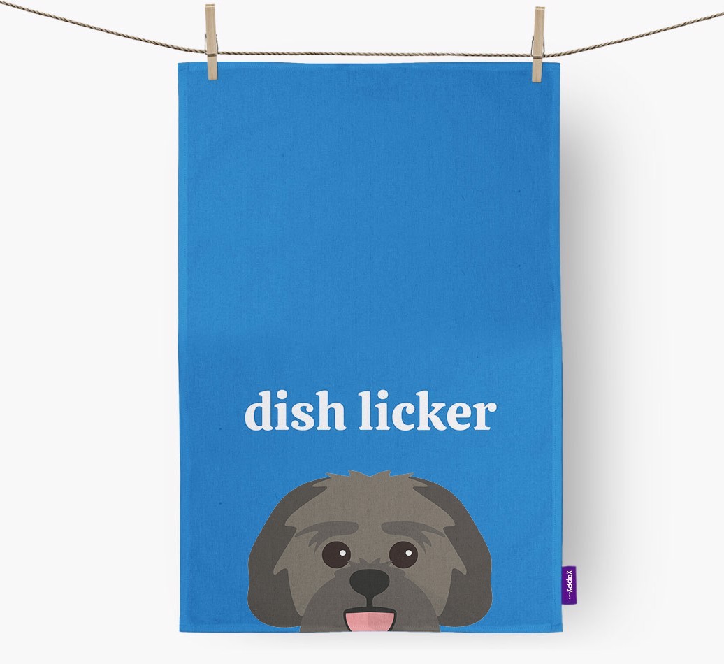 'Dish Licker' - Personalised {breedFullName} Tea Towel