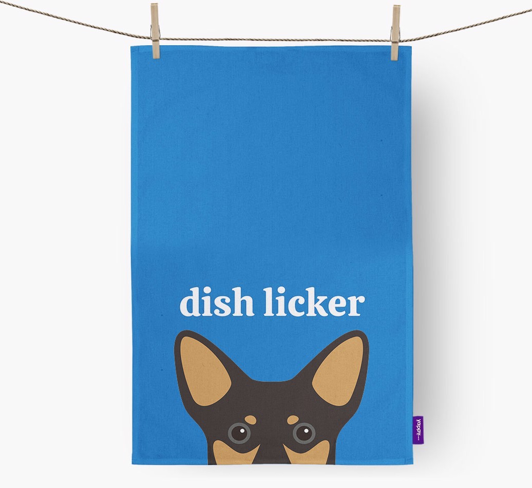 'Dish Licker' - Personalised {breedFullName} Tea Towel