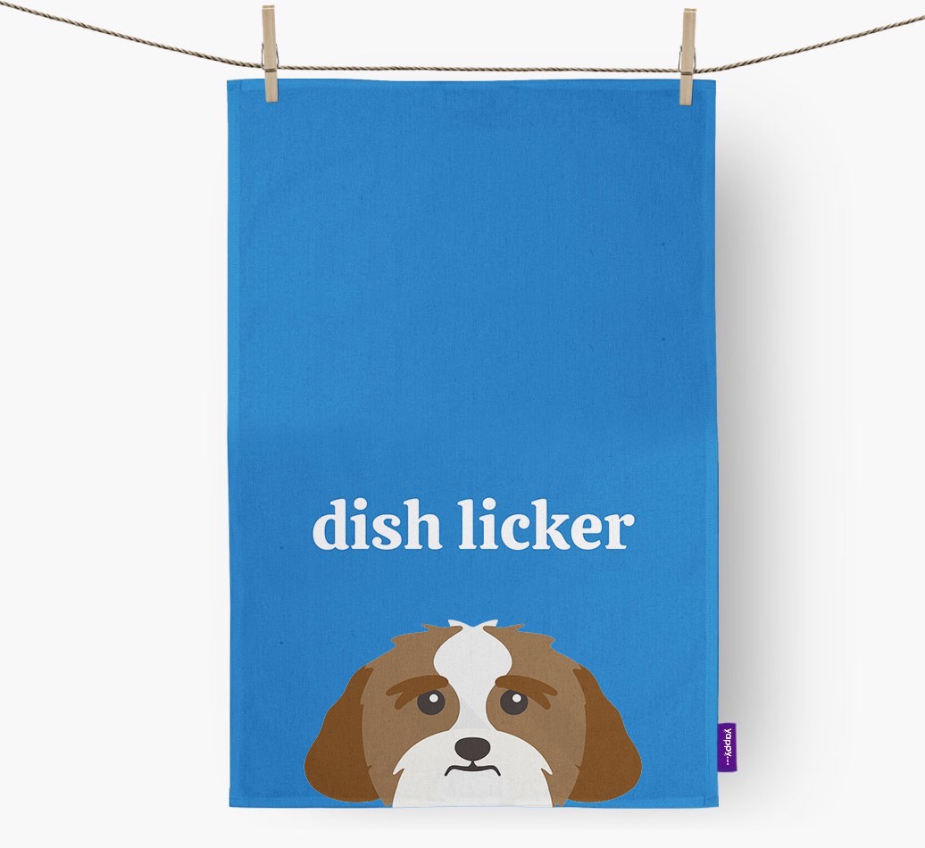 'Dish Licker' - Personalised {breedFullName} Tea Towel