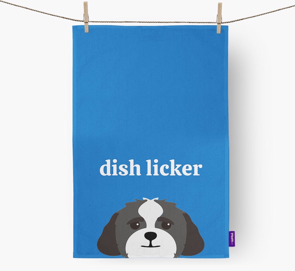 'Dish Licker' - Personalised {breedFullName} Tea Towel