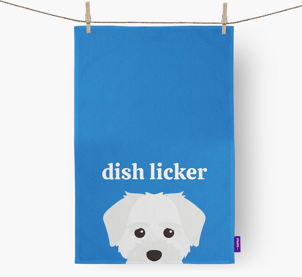 'Dish Licker' - Personalised {breedFullName} Tea Towel