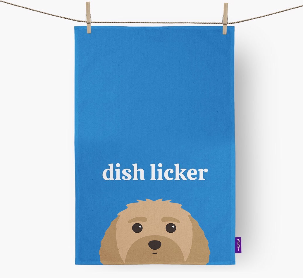 'Dish Licker' - Personalised {breedFullName} Tea Towel
