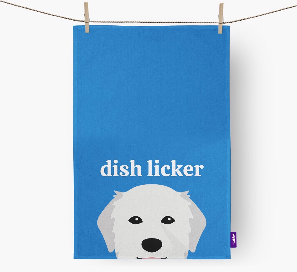 'Dish Licker' - Personalised {breedFullName} Tea Towel