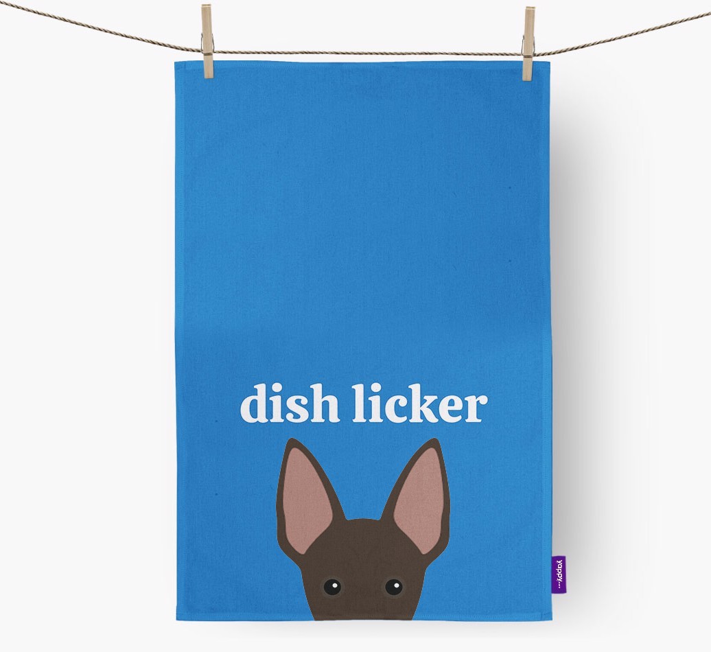 'Dish Licker' - Personalised {breedFullName} Tea Towel