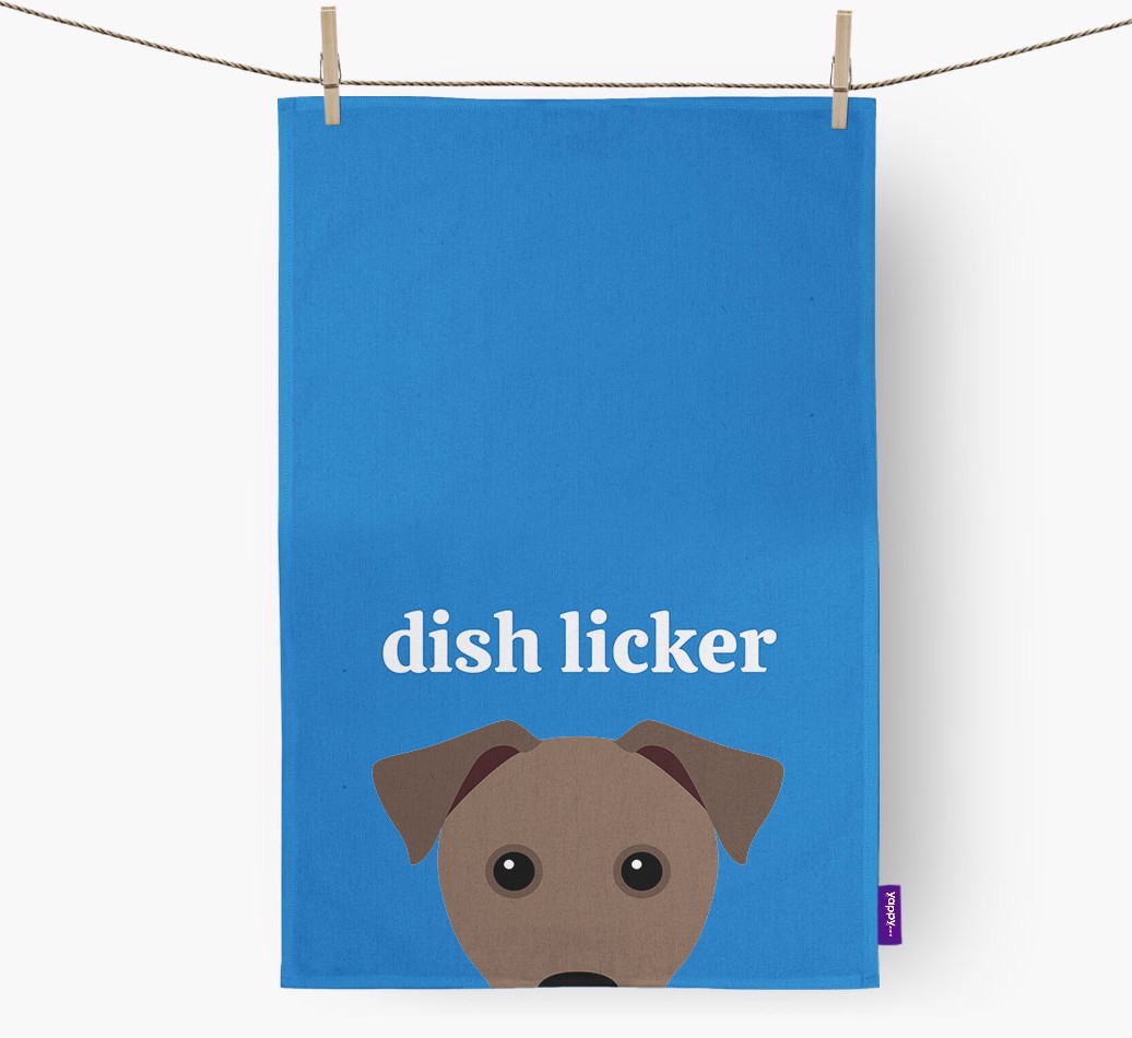 'Dish Licker' - Personalised {breedFullName} Tea Towel