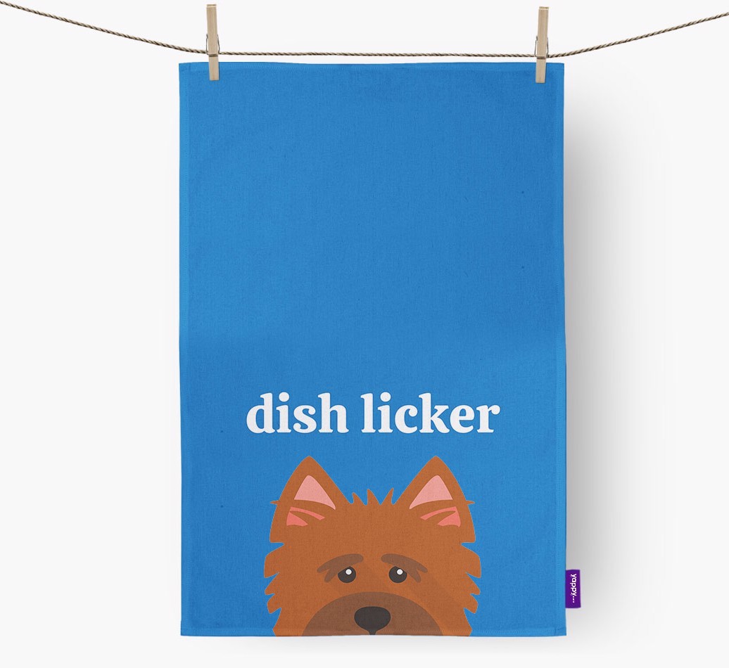 'Dish Licker' - Personalised {breedFullName} Tea Towel
