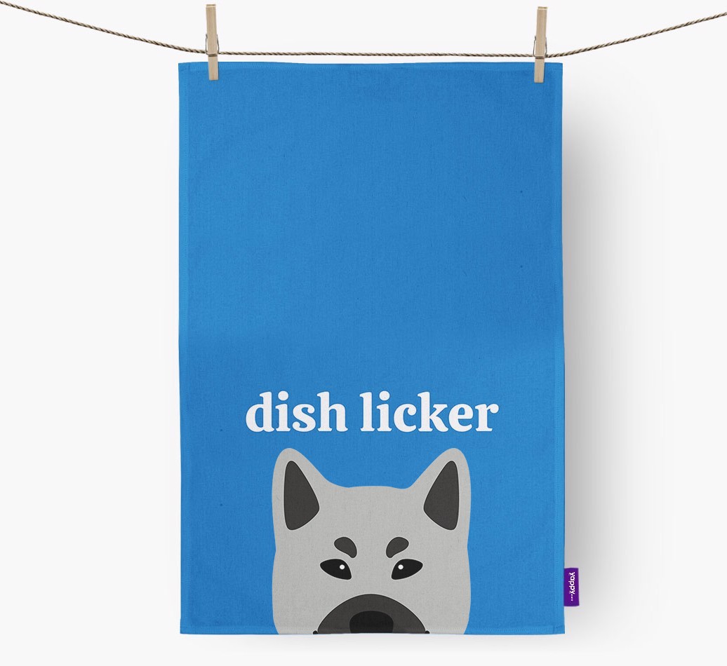 'Dish Licker' - Personalised {breedFullName} Tea Towel