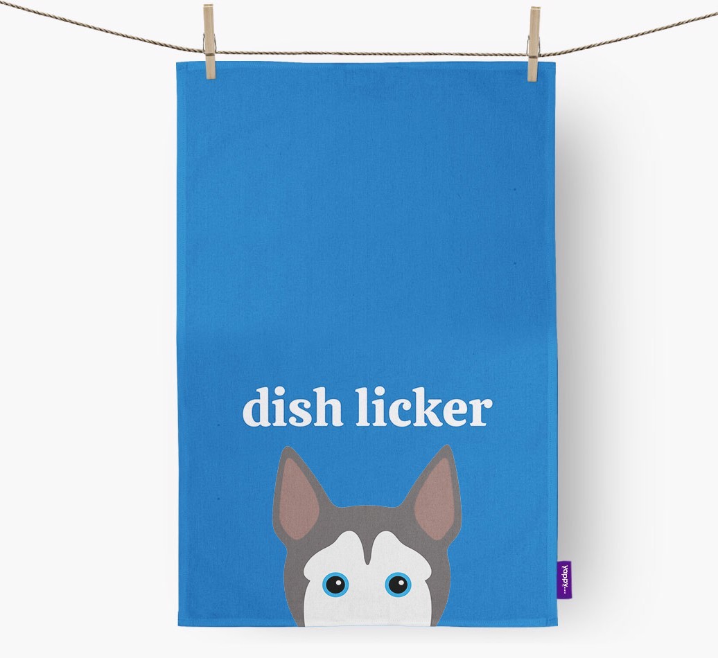 'Dish Licker' - Personalised {breedFullName} Tea Towel