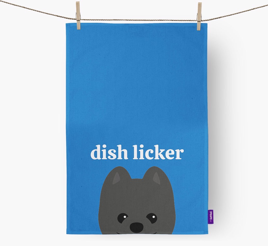 'Dish Licker' - Personalized {breedFullName} Dish Towel