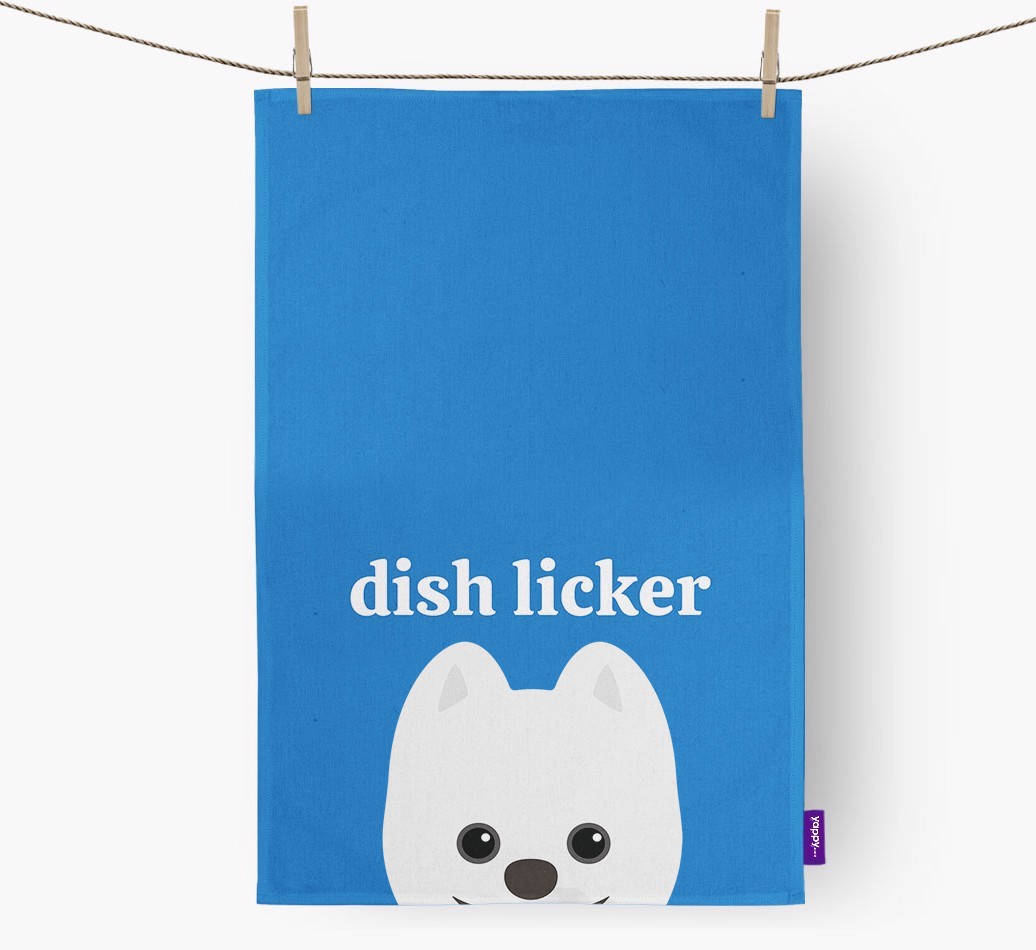 'Dish Licker' - Personalised {breedFullName} Tea Towel