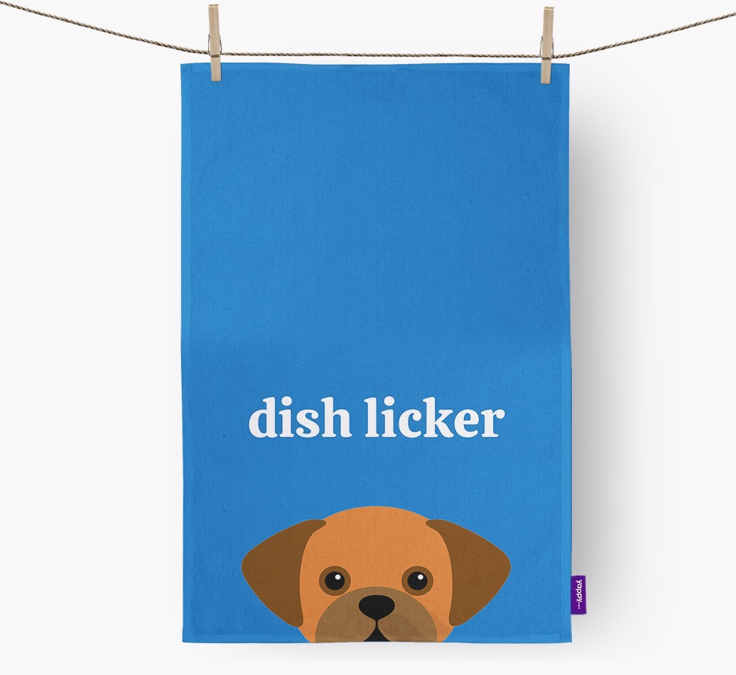'Dish Licker' - Personalised {breedFullName} Tea Towel