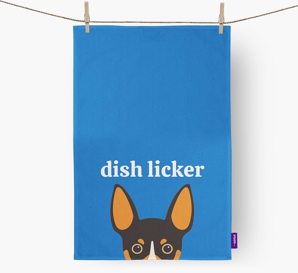 'Dish Licker' - Personalised {breedFullName} Tea Towel