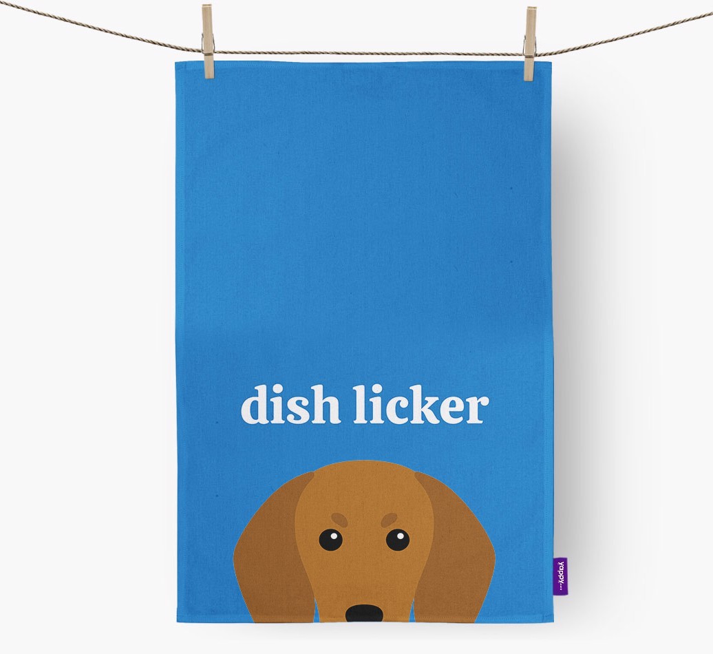 'Dish Licker' - Personalised {breedFullName} Tea Towel