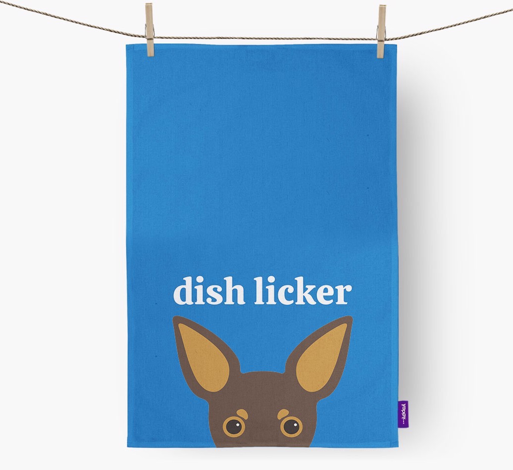 'Dish Licker' - Personalised {breedFullName} Tea Towel