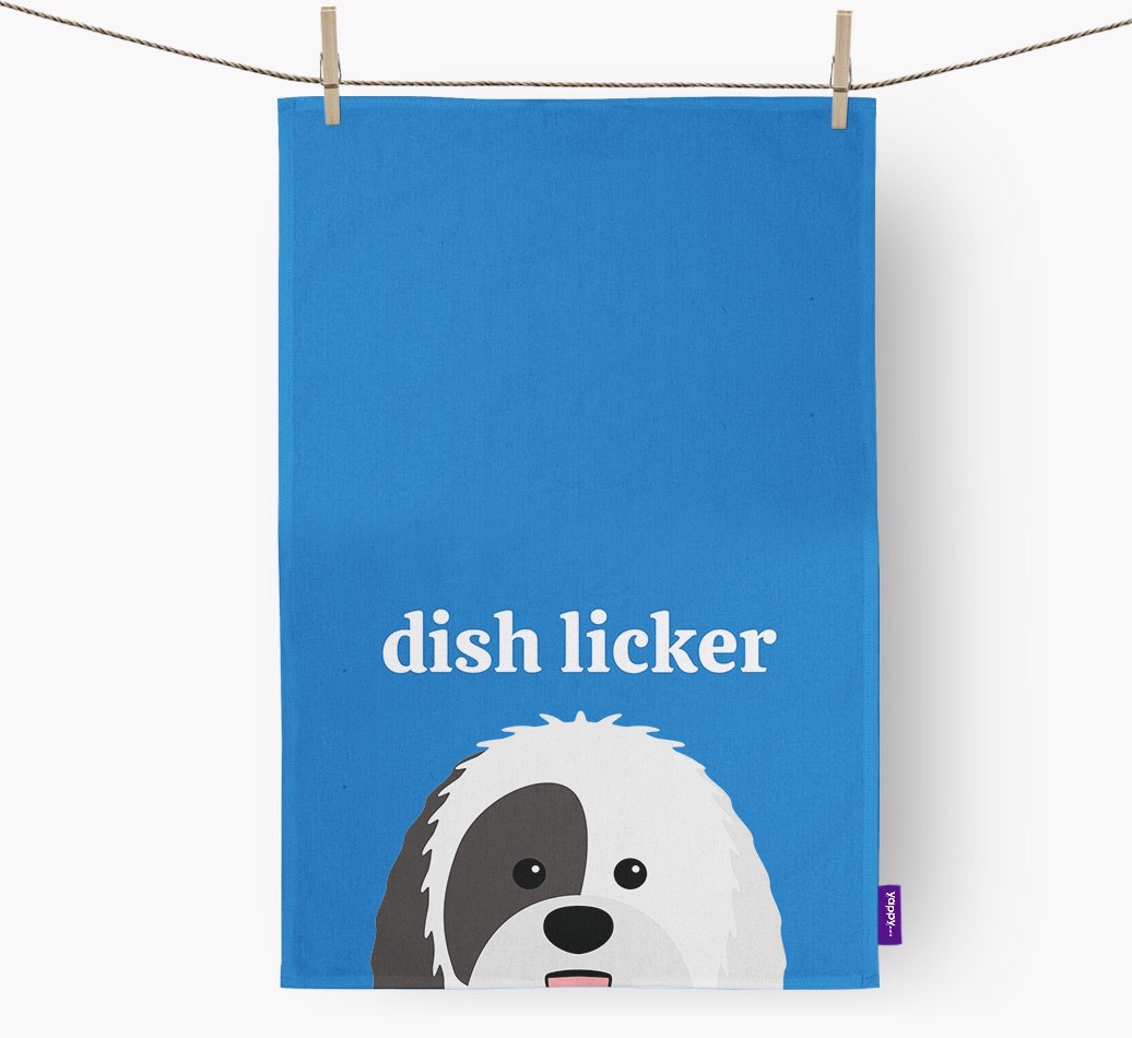 'Dish Licker' - Personalised {breedFullName} Tea Towel