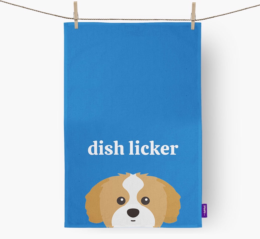 'Dish Licker' - Personalised {breedFullName} Tea Towel