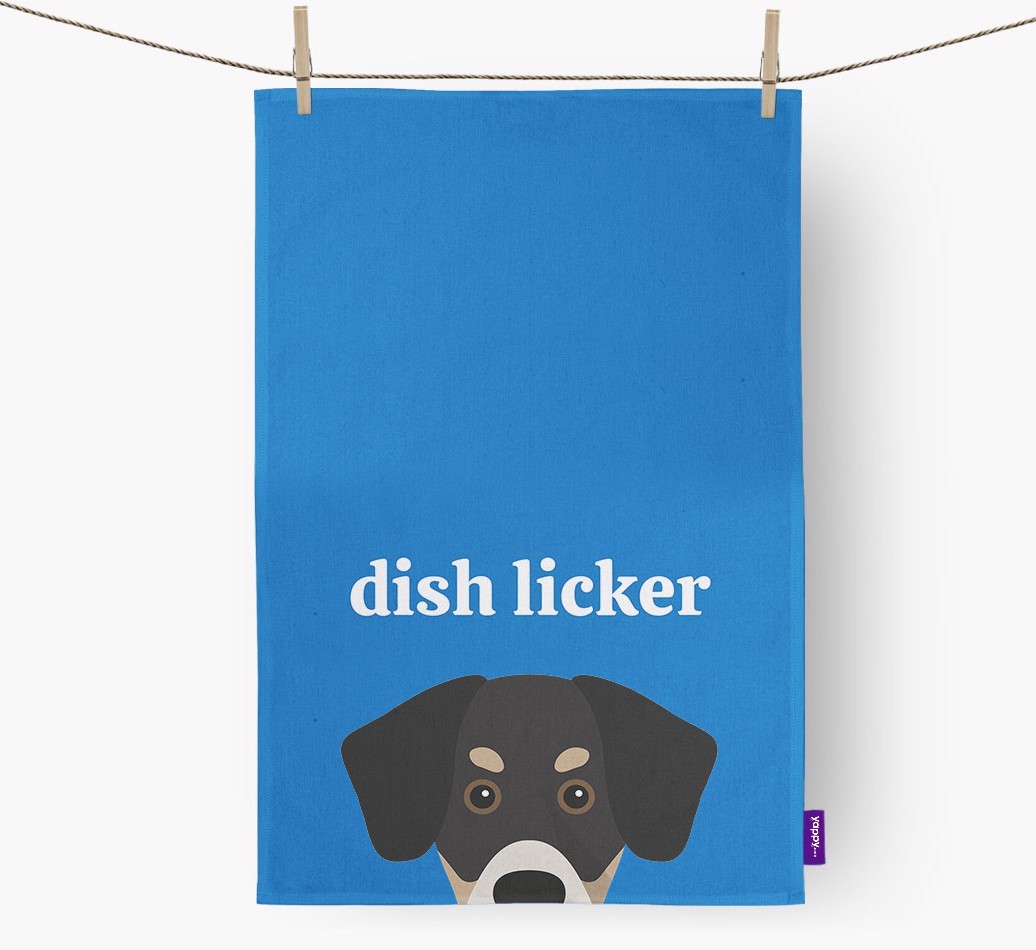 'Dish Licker' - Personalised {breedFullName} Tea Towel