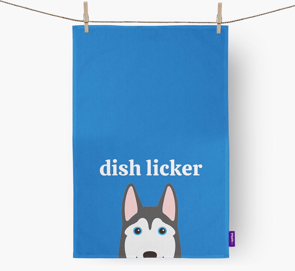 'Dish Licker' - Personalised {breedFullName} Tea Towel