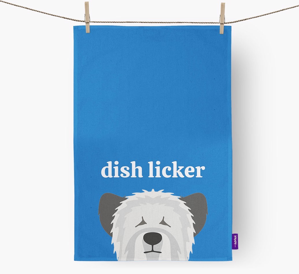 'Dish Licker' - Personalised {breedFullName} Tea Towel