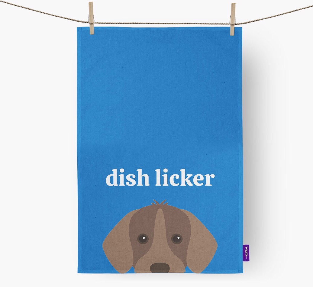 'Dish Licker' - Personalised {breedFullName} Tea Towel