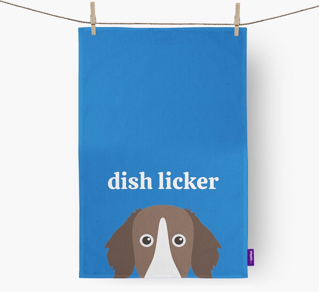 'Dish Licker' - Personalised {breedFullName} Tea Towel