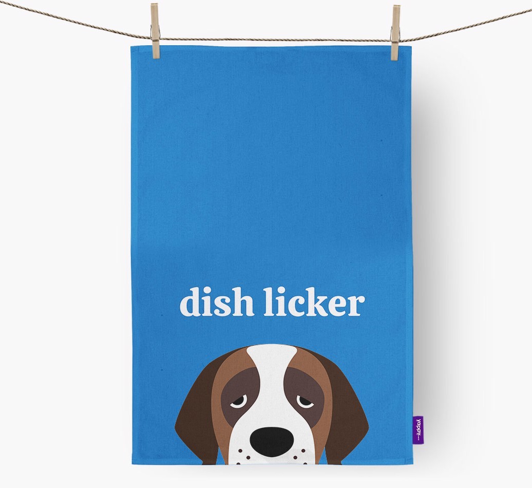 'Dish Licker' - Personalised {breedFullName} Tea Towel