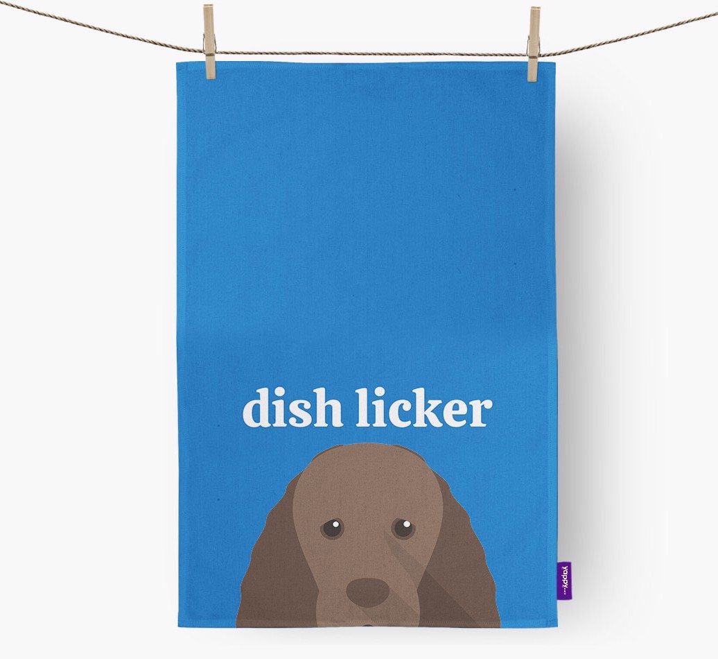 'Dish Licker' - Personalised {breedFullName} Tea Towel