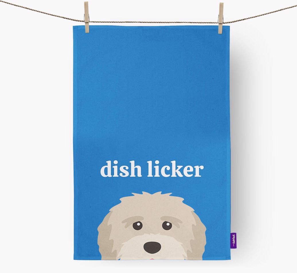 'Dish Licker' - Personalised {breedFullName} Tea Towel