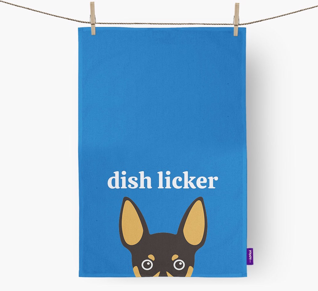 'Dish Licker' - Personalised {breedFullName} Tea Towel