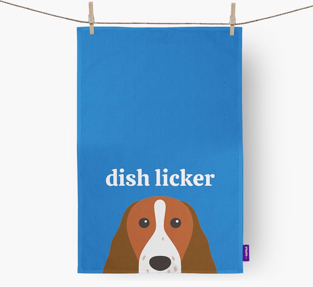 'Dish Licker' - Personalised {breedFullName} Tea Towel