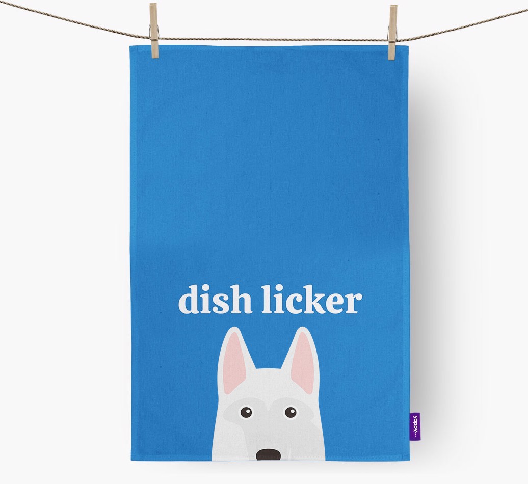 'Dish Licker' - Personalised {breedFullName} Tea Towel