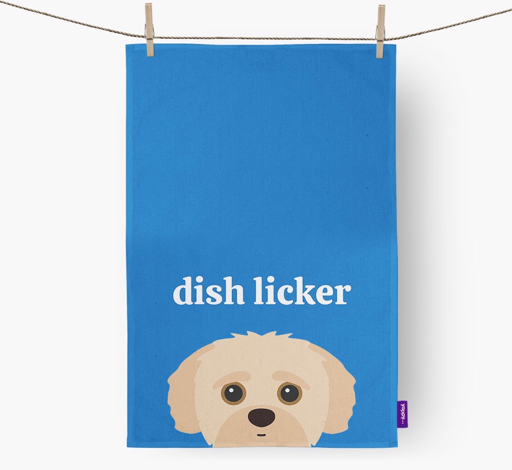'Dish Licker' - Personalised {breedFullName} Tea Towel