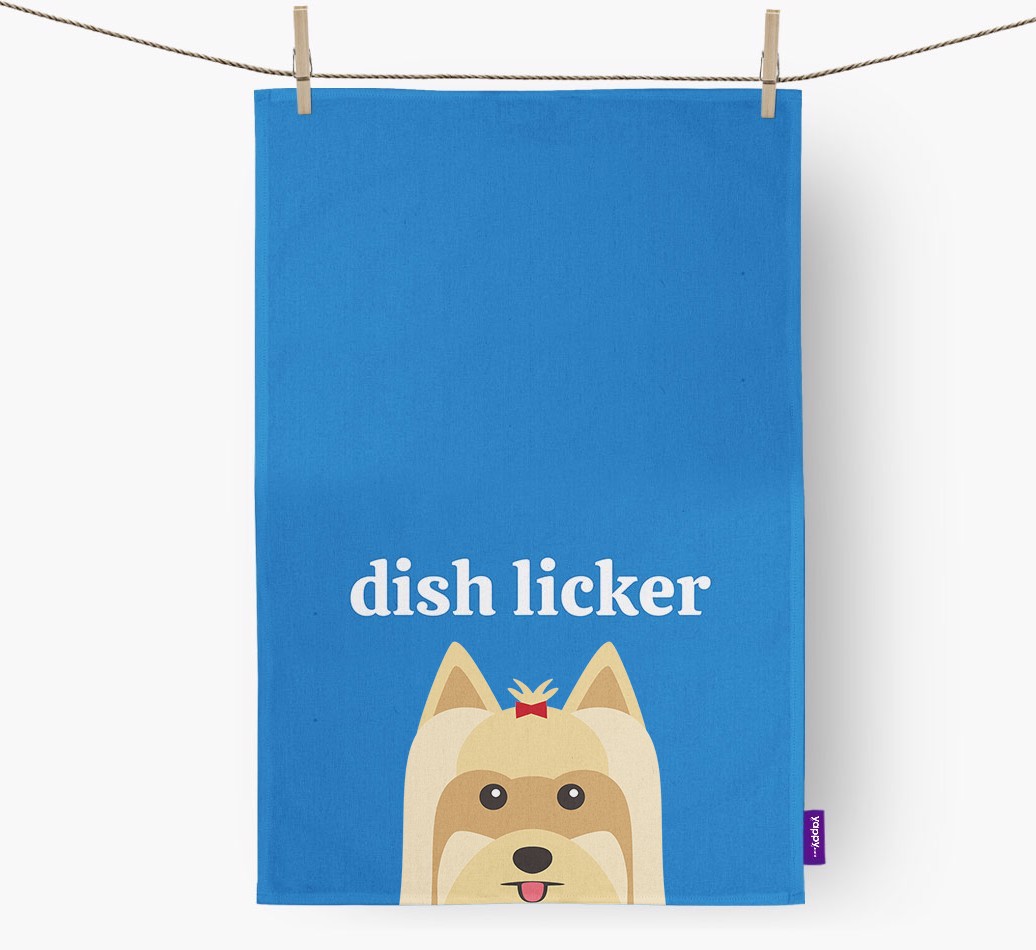 'Dish Licker' - Personalised {breedFullName} Tea Towel