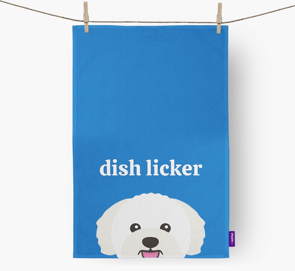 'Dish Licker' - Personalised {breedFullName} Tea Towel
