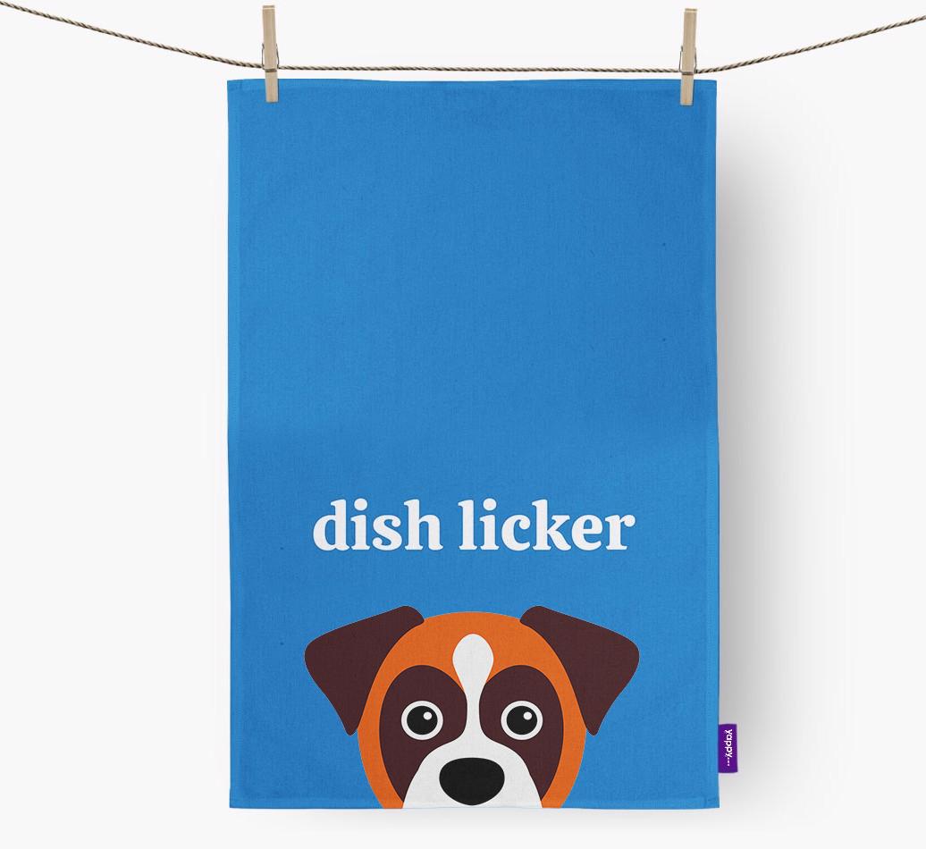 'Dish Licker' - Personalized {breedFullName} Dish Towel