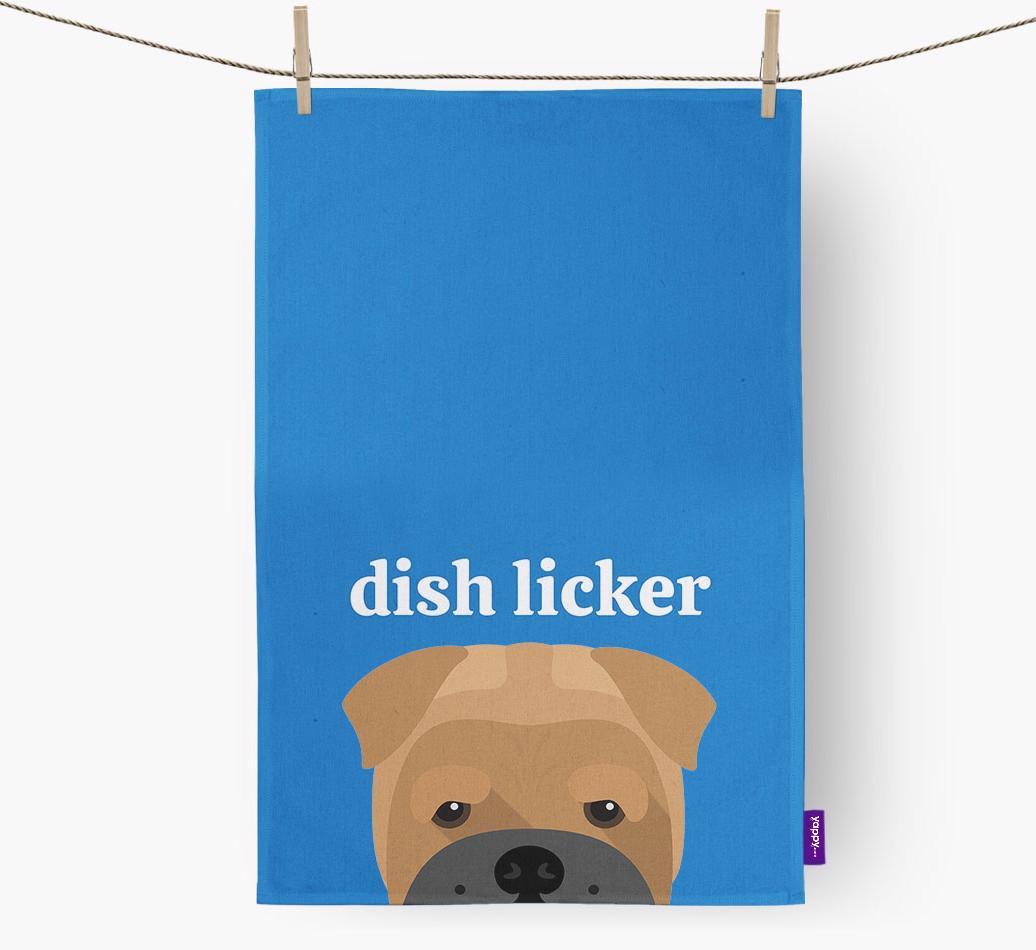 'Dish Licker' - Personalized {breedFullName} Dish Towel