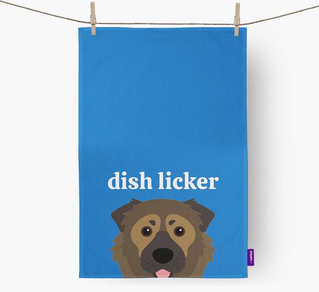 'Dish Licker' - Personalized {breedFullName} Dish Towel