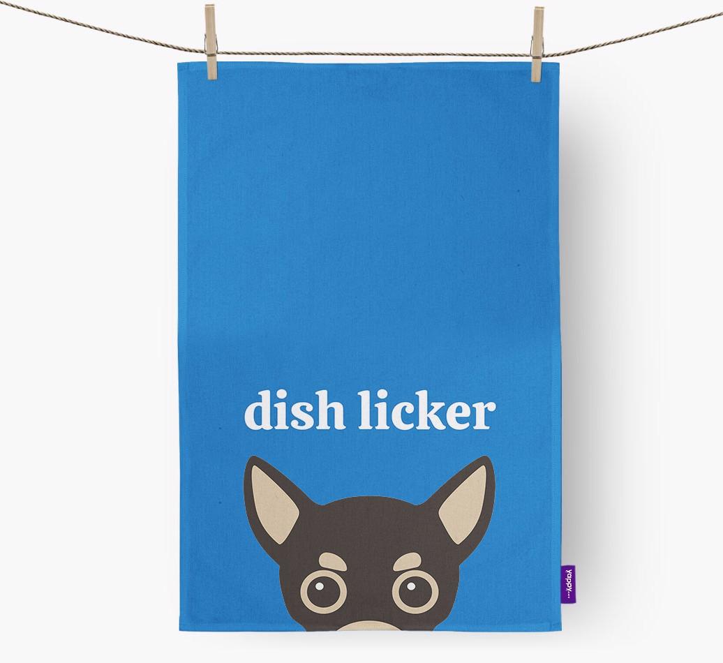 'Dish Licker' - Personalized {breedFullName} Dish Towel