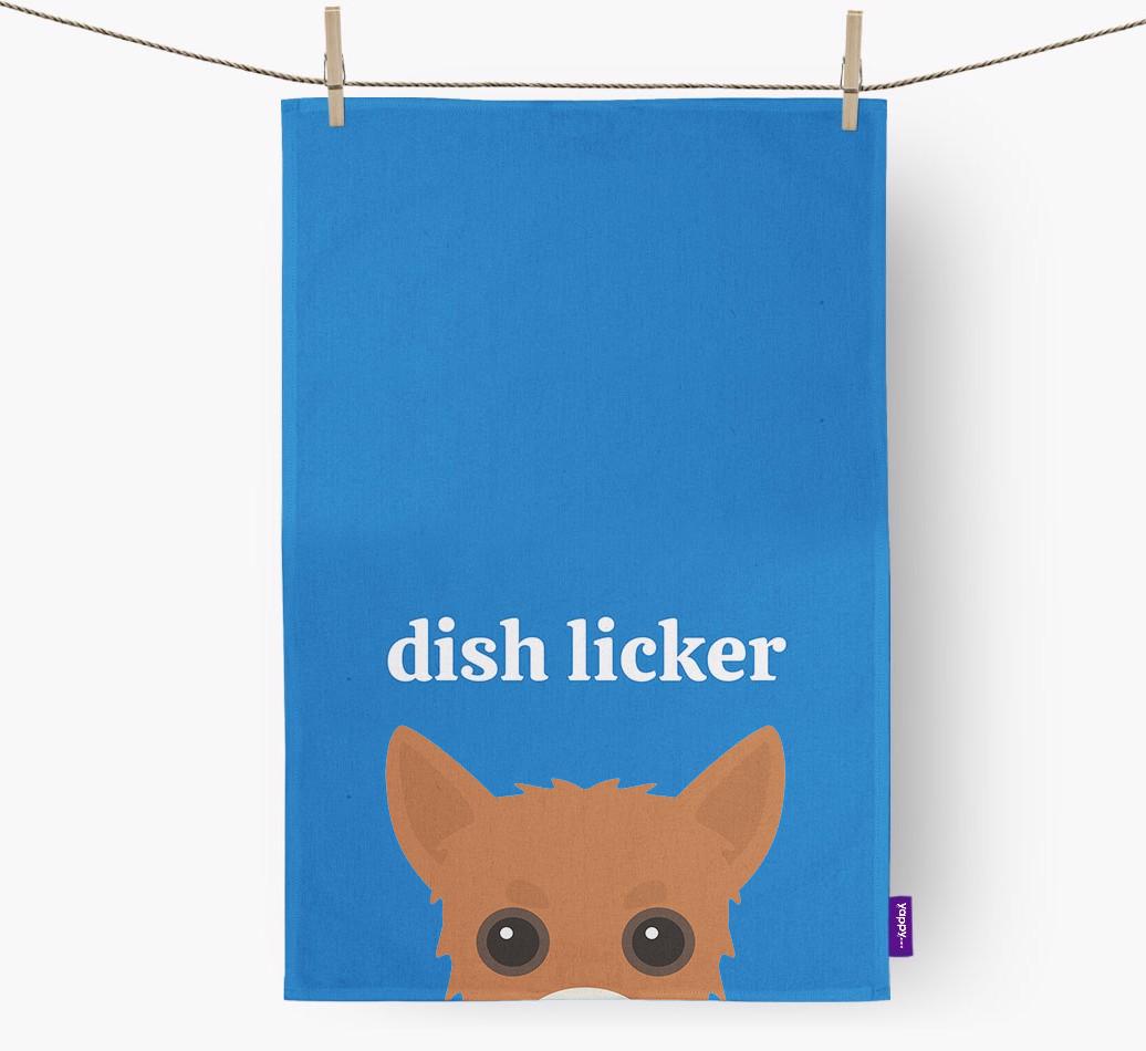 'Dish Licker' - Personalized {breedFullName} Dish Towel