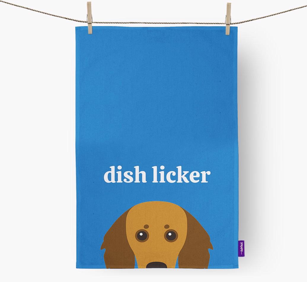 'Dish Licker' - Personalized {breedFullName} Dish Towel