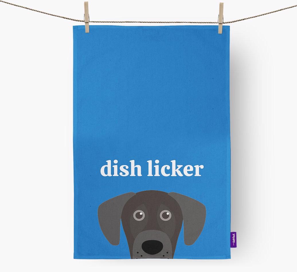 'Dish Licker' - Personalized {breedFullName} Dish Towel