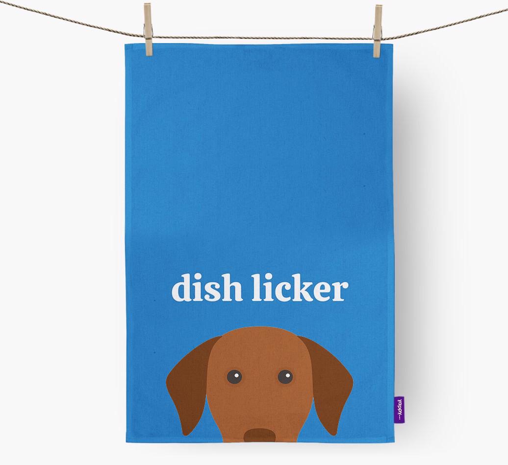 'Dish Licker' - Personalised {breedFullName} Tea Towel