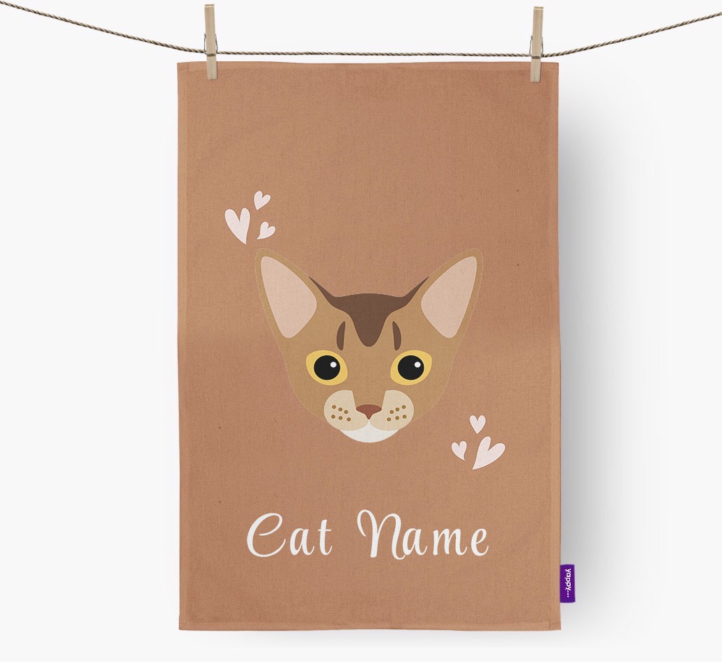 'Hearts' - Personalised {breedCommonName} Tea Towel