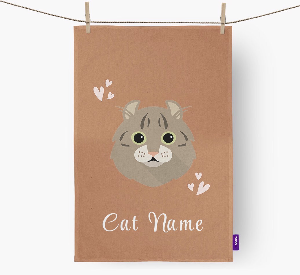 'Hearts' - Personalised {breedCommonName} Tea Towel